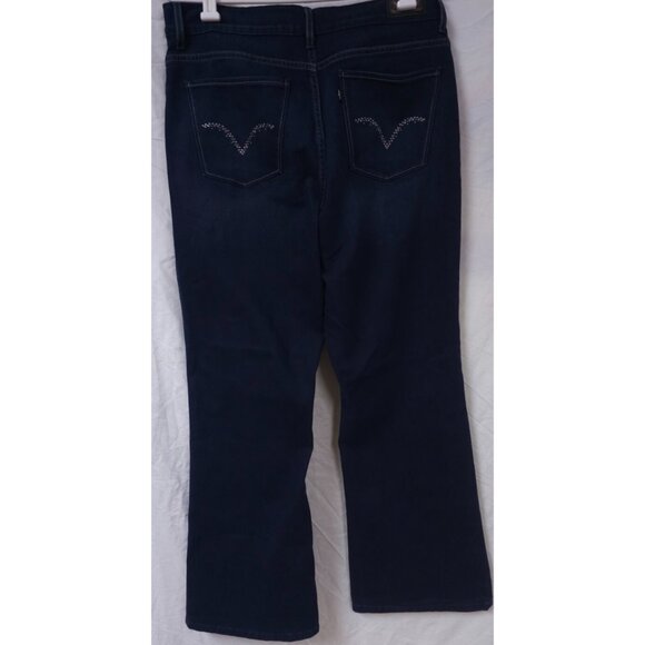 LEVIS 512 Womens Size 16 S Perfectly Slimming Dark Wash High Rise Boot Cut Jeans - Picture 6 of 14